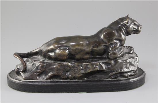 Antoine Louis Barye (1795-1875). A bronze model Panther of Tunis, 10in.